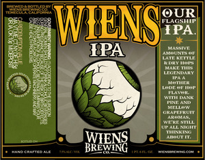 Wiens Brewing Company Wiens IPA August 2016