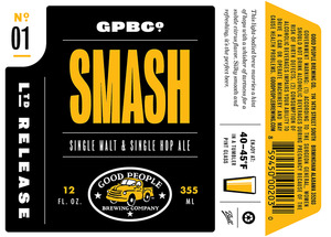 Good People Brewing Company Smash Pale Ale August 2016