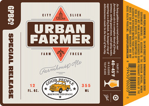 Good People Brewing Company Urban Farmer Farmhouse Ale August 2016