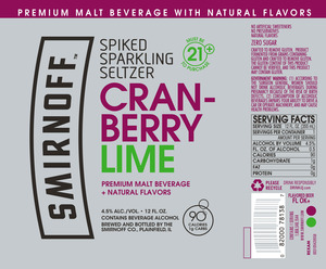 Smirnoff Cranberry Lime August 2016
