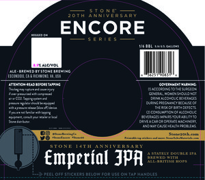 Stone Emperial Ipa August 2016