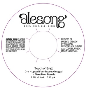 Touch Of Brett Dry Hopped Farmhouse Ale Aged In Pinot N August 2016