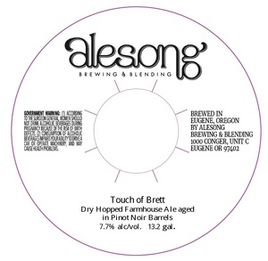 Touch Of Brett Dry Hopped Farmhouse Ale Aged In Pinot N August 2016