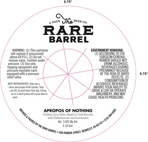 The Rare Barrel Apropos Of Nothing August 2016