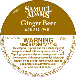 Samuel Adams Ginger Beer August 2016