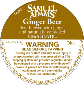 Samuel Adams Ginger Beer August 2016