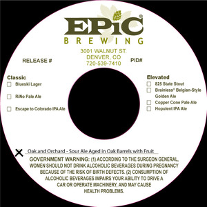 Epic Brewing Oak And Orchard