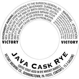 Victory Java Cask Rye August 2016