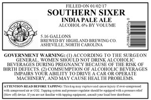 Highland Brewing Co. Southern Sixer August 2016