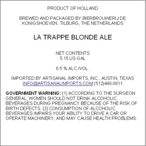 La Trappe Blonde Ale August 2016