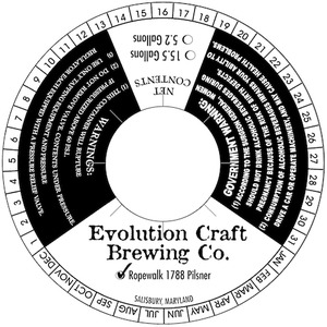 Evolution Craft Brewing Company Ropewalk 1788 Pilsner
