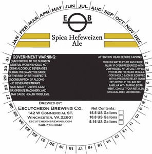 Escutcheon Brewing Company Spica Hefeweizen Ale August 2016
