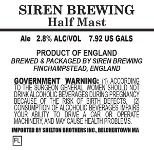 Siren Craft Brewing Halfmast August 2016