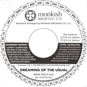 Monkish Brewing Co. Dreaming Of The Usual