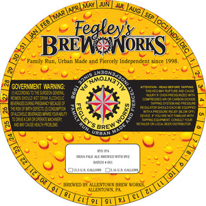 Fegley's Brew Works Rye IPA August 2016