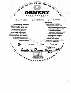 Ornery Beer Company Double Down Ale August 2016