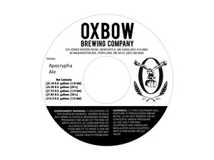Oxbow Brewing Company Apocrypha