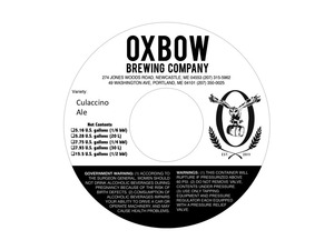 Oxbow Brewing Company Culaccino Ale