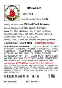 Michael Plank Brewery Hefeweizen September 2016