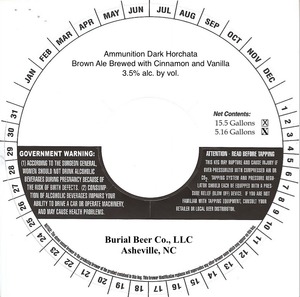 Burial Beer Co. Ammunition Dark Horchata Ale Brewed With Cinnamon And Vanilla