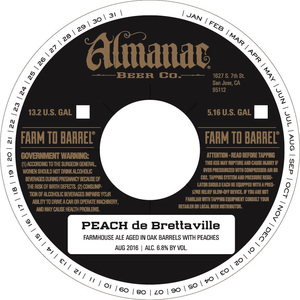 Almanac Beer Co. Peach De Brettaville August 2016