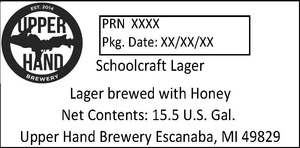 Upper Hand Brewery Schoolcraft Lager September 2016