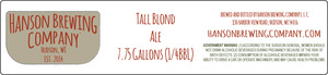 Hanson Brewing Company Tall Blond Ale