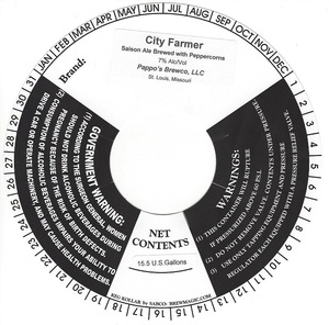 City Farmer Saison Ale Brewed With Peppercorns August 2016