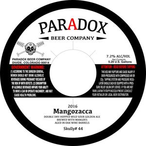 Paradox Beer Company Mangozacca September 2016