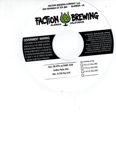 Faction Brewing All-in IPA With Hbc 429