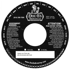 Doc G's Brewing Company Saison Sur Plums Ale