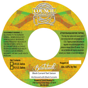 Council Brewing Co. Beatitude Black Currant Tart Saison