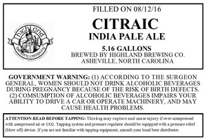 Highland Brewing Co. Citraic September 2016