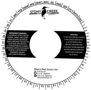 Stony Creek Brewery Bear's Red Saison
