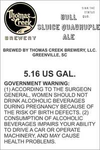 Thomas Creek Brewery Bull Sluice Quadruple Ale September 2016