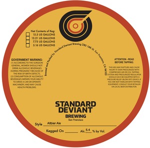 Standard Deviant Brewing Altbier Ale