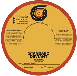 Standard Deviant Brewing Callista Pale Ale