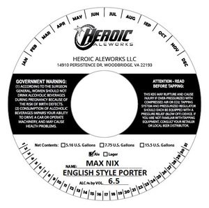 Heroic Aleworks Max Nix English Style Porter September 2016