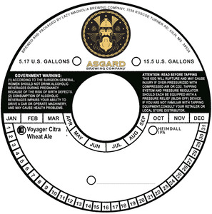 Asgard Brewing Company Voyager Citra Wheat Ale September 2016