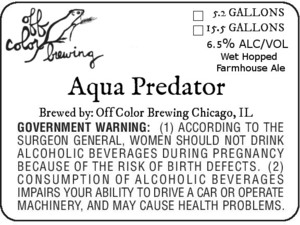 Off Color Brewing Aqua Predator September 2016