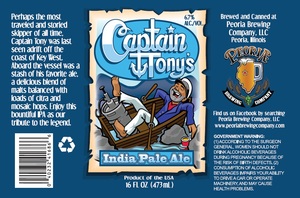 Peoria Brewing Company Captain Tony's India Pale Ale September 2016