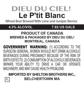 Dieu Du Ciel! Le P'tit Blanc September 2016