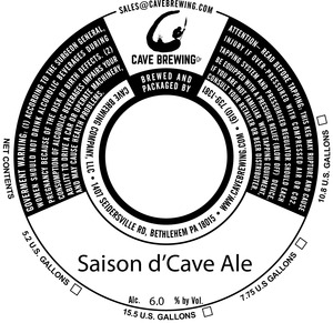 Cave Brewing Company Saison D'cave Ale September 2016