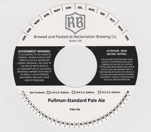 Reclamation Brewing Company Pullman-standard Pale Ale