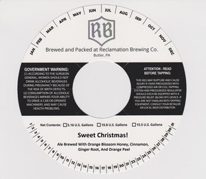Reclamation Brewing Company Sweet Christmas! September 2016