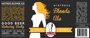 Mistress Brewing Company Blonde Ale September 2016