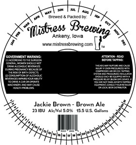 Mistress Brewing Company Jackie Brown Brown Ale September 2016