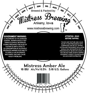 Mistress Brewing Company Amber Ale September 2016