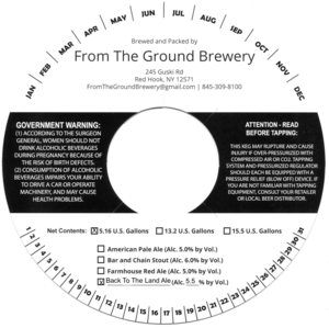 From The Ground Brewery Back To The Land Ale