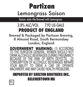 Partizan Brewing Lemongrass Saison September 2016